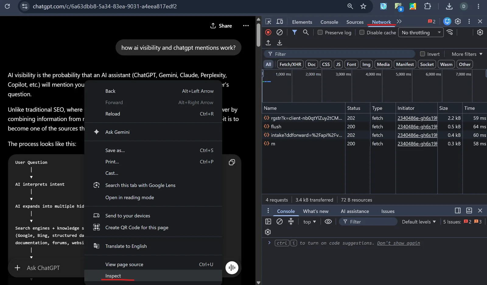 Step 2: Browser DevTools open on the Network tab, ready to record requests.