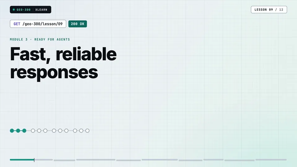 Frame from lesson 9 of Sophyx Certified Technical GEO Engineer – Professional, "Fast, reliable responses"